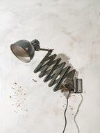 Dark Gray Scissor Lamp 1940s by ADEM Large model, Bauhaus Dutch designer Pull out Wall lighting