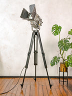 Vintage Film Spotlight Floor Lamp by ARRI, 1950s Arnold & Richter Industrial Movie Light, Surveying Tripod Lamp, Retro Studio Lighting