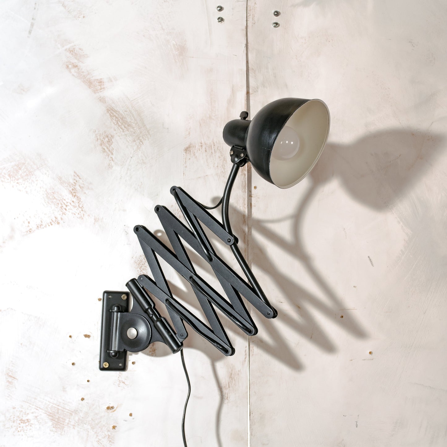Kaiser Idell Model 6614 Scissor Lamp, Satin Black renovated Bauhaus Wall lighting, design by Christian Dell