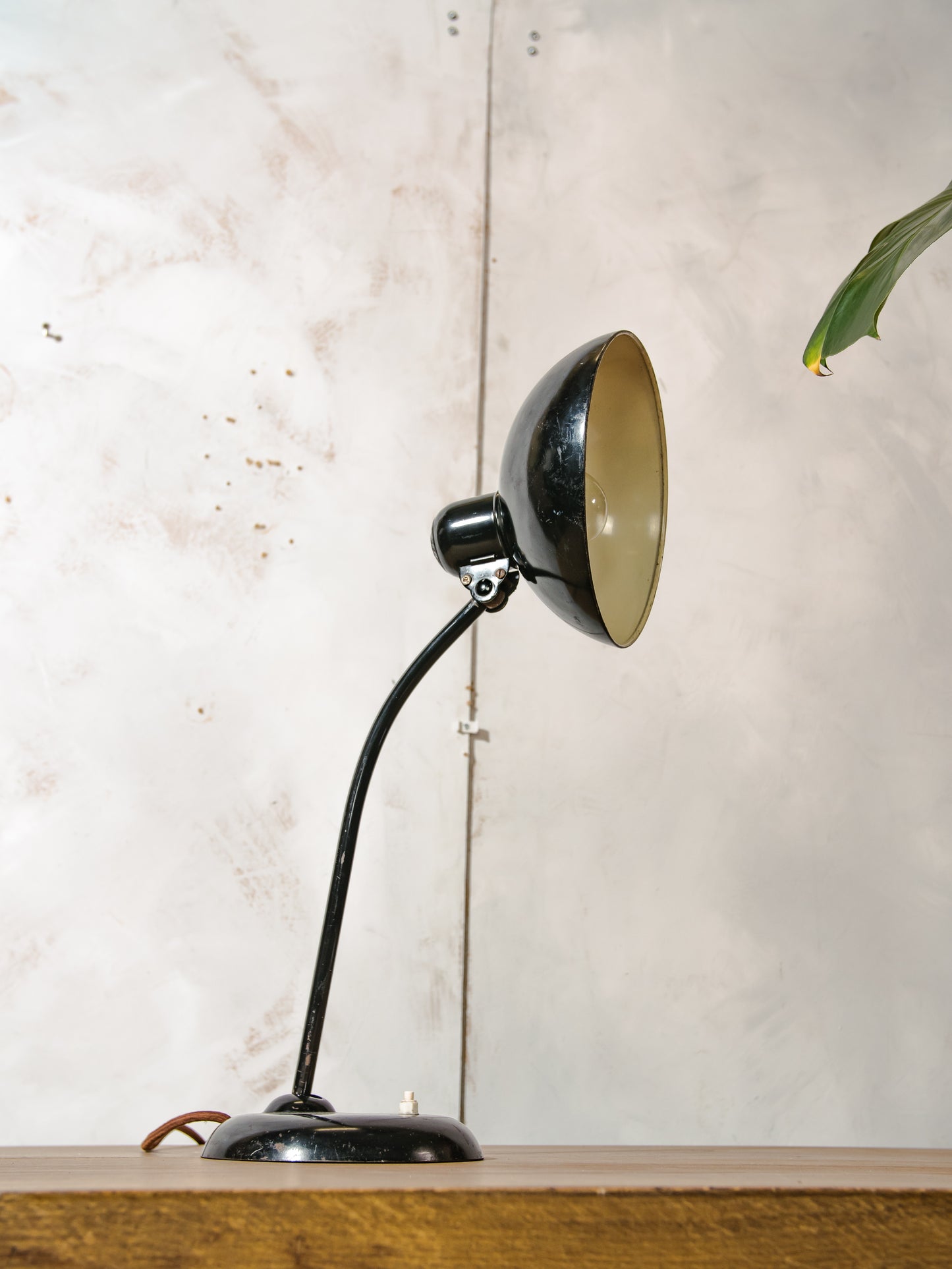 Kaiser Idell 6556 Desk Lamp Black, Bauhaus design by Christian Dell, 1940s Vintage Table lighting, Super Lampshade