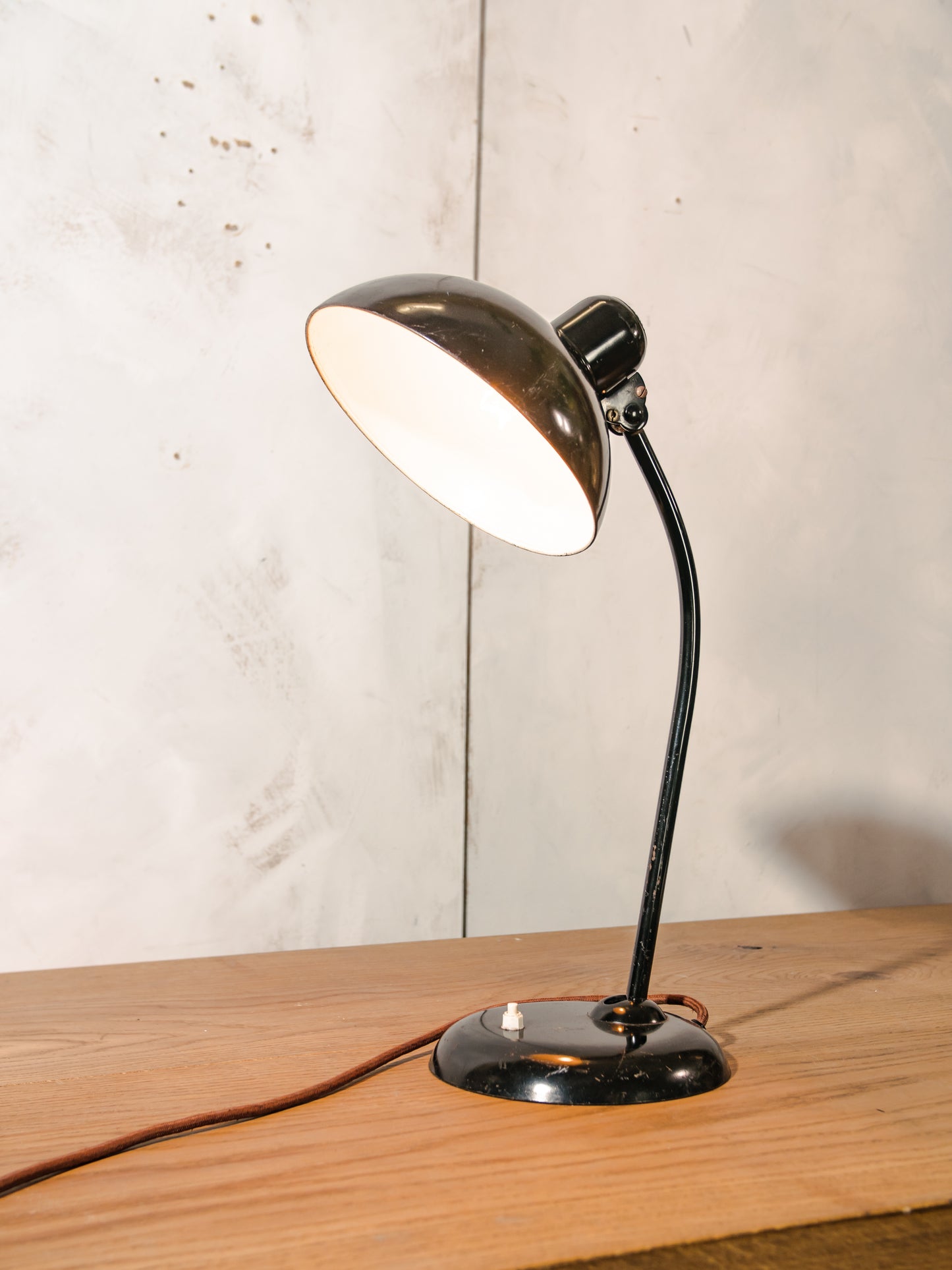 Kaiser Idell 6556 Desk Lamp Black, Bauhaus design by Christian Dell, 1940s Vintage Table lighting, Super Lampshade