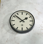 Large 1950s Vintage Factory Wall Clock by TN, Ø55 CM diameter, Satin Black Industrial Telefonbau und Normalzeit Station Timekeeper