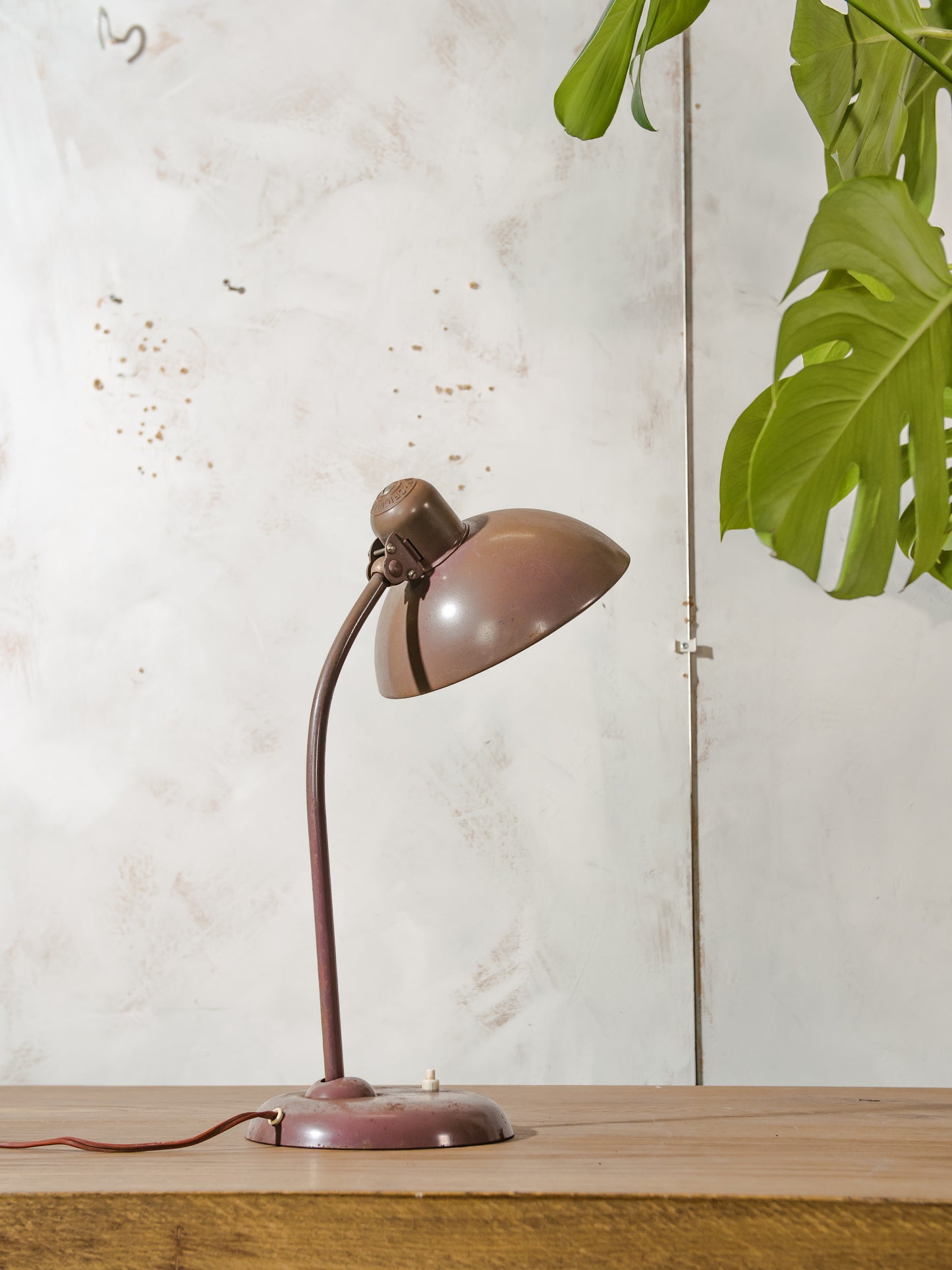 Brown Kaiser Idell 6556 Table Lamp, Bauhaus design by Christian Dell, 1940s Vintage Table lighting, Super Lampshade