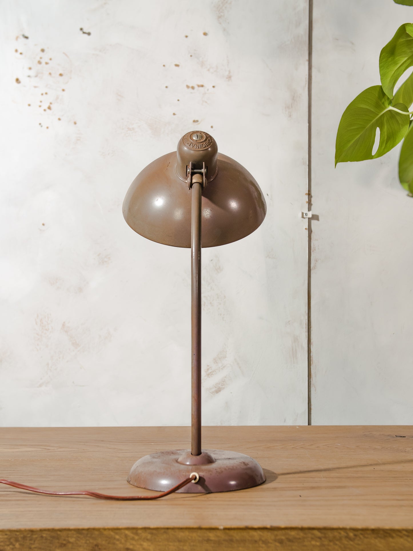 Brown Kaiser Idell 6556 Table Lamp, Bauhaus design by Christian Dell, 1940s Vintage Table lighting, Super Lampshade