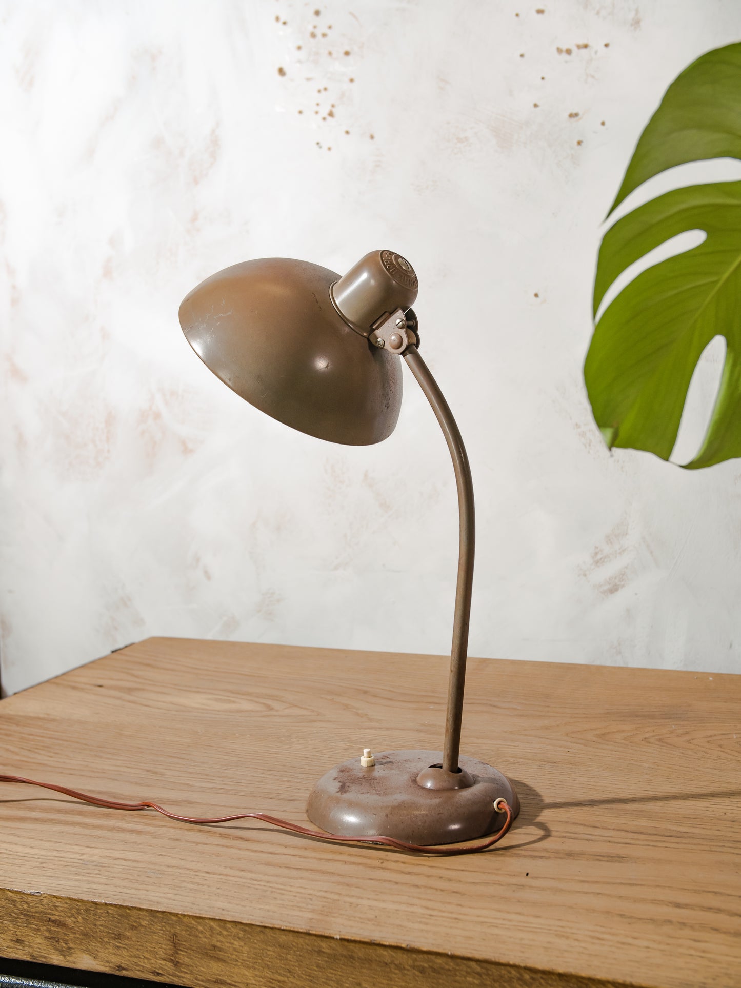 Brown Kaiser Idell 6556 Table Lamp, Bauhaus design by Christian Dell, 1940s Vintage Table lighting, Super Lampshade