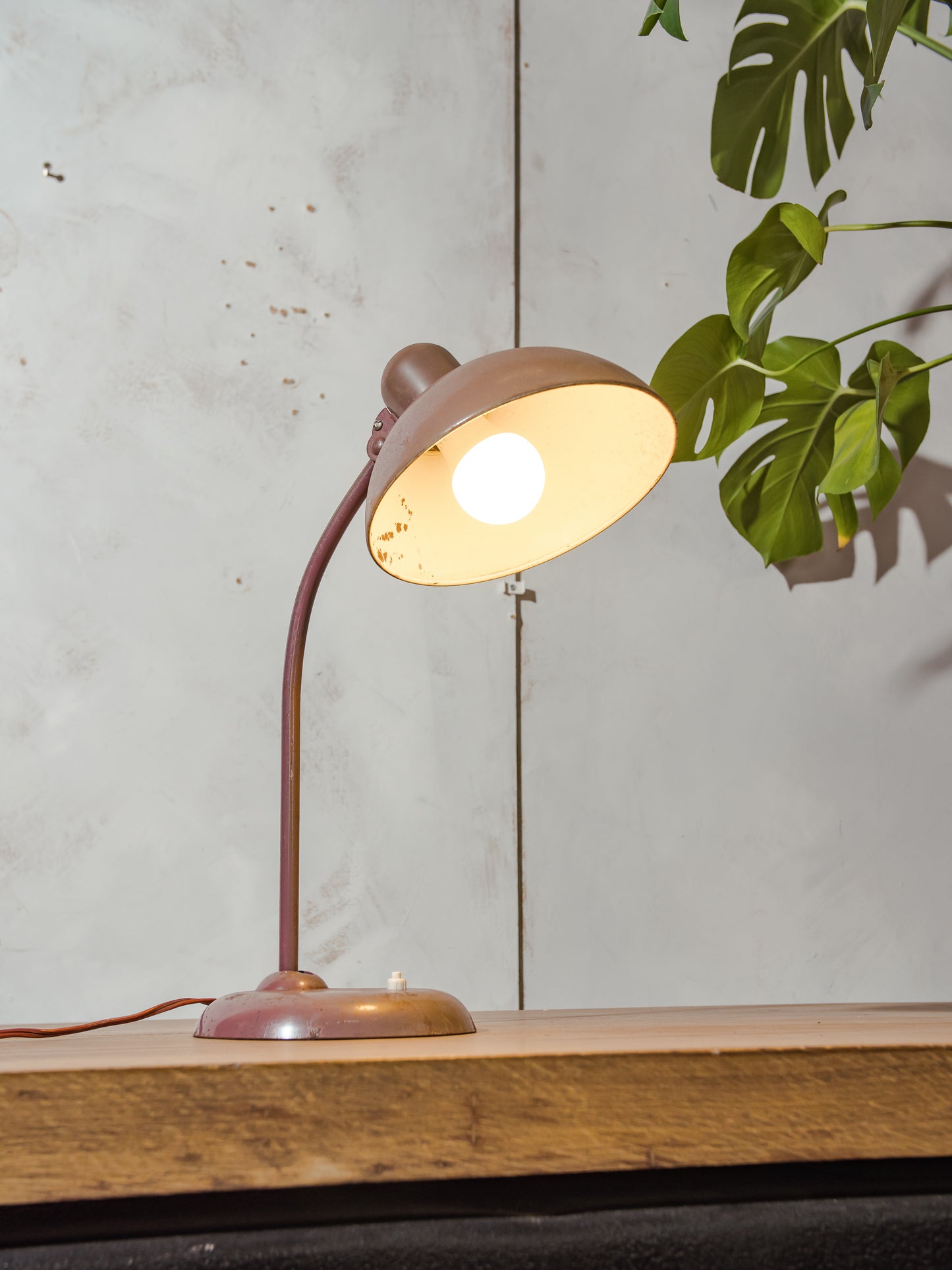 Brown Kaiser Idell 6556 Table Lamp, Bauhaus design by Christian Dell, 1940s Vintage Table lighting, Super Lampshade