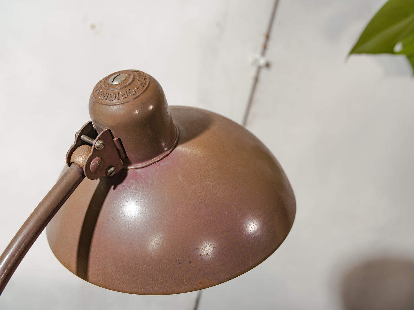 Brown Kaiser Idell 6556 Table Lamp, Bauhaus design by Christian Dell, 1940s Vintage Table lighting, Super Lampshade