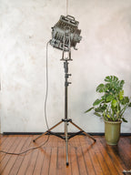 Vintage ARRI 2KW Arnold & Richter Cinema Spotlight Floor Lamp: Hollywood Theater Lighting, Patina
