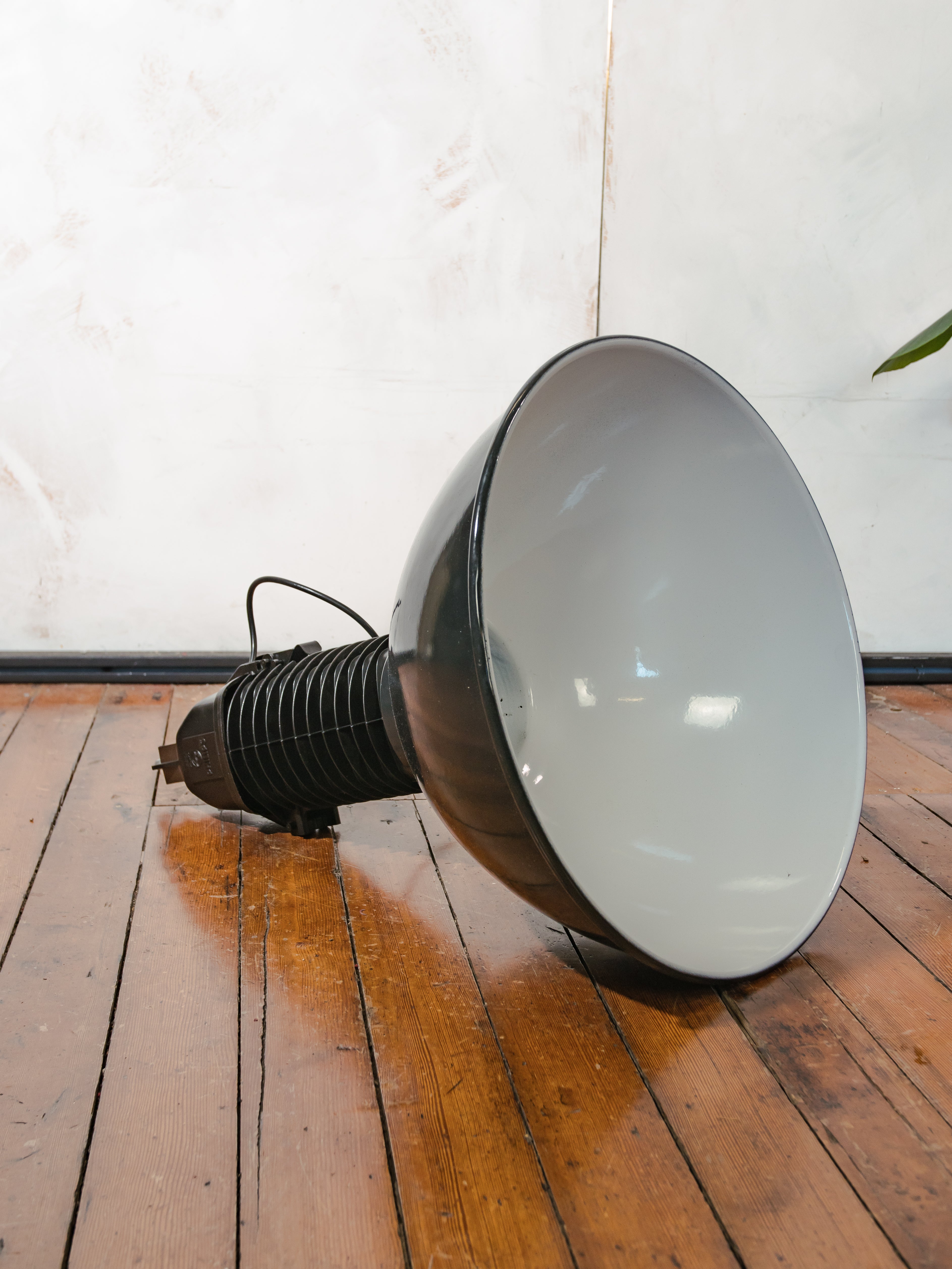 Black Enamel Factory Pendant Light by Philips, 1950s Industrial interior Workshop Ceiling lamp, Loft large hanging lamp
