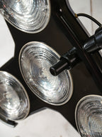 Schaduwloze staande lamp met 4 standen, chirurgische lamp, gerecyclede industriële spot op houten statief, retro medische statement verlichting voor loft en studio
