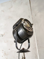 1950s A.E. Cremer Baby spotlight on original Tripod Black Floor lamp, Vintage French Theatre Light Standard Lighting