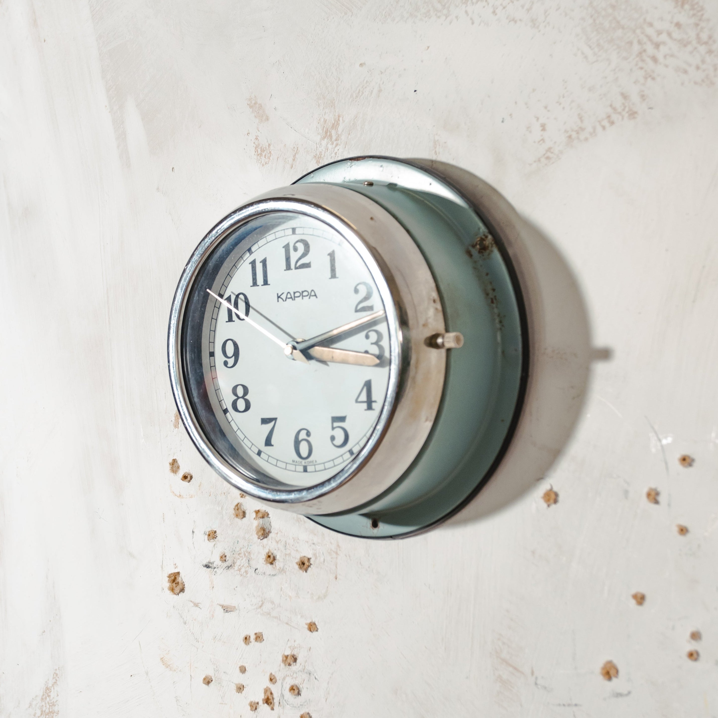Kappa Vintage Blue Industrial Steel Slave Wall clock, Quartz Maritime Nautical ship Time clock produced in Korea