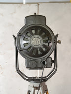 Vintage 1950s ARRI Arnold & Richter 2KW Movie Spotlight on Wooden Tripod, Industrial Hollywood Theater Floor Lamp, Fresnel stage lighting