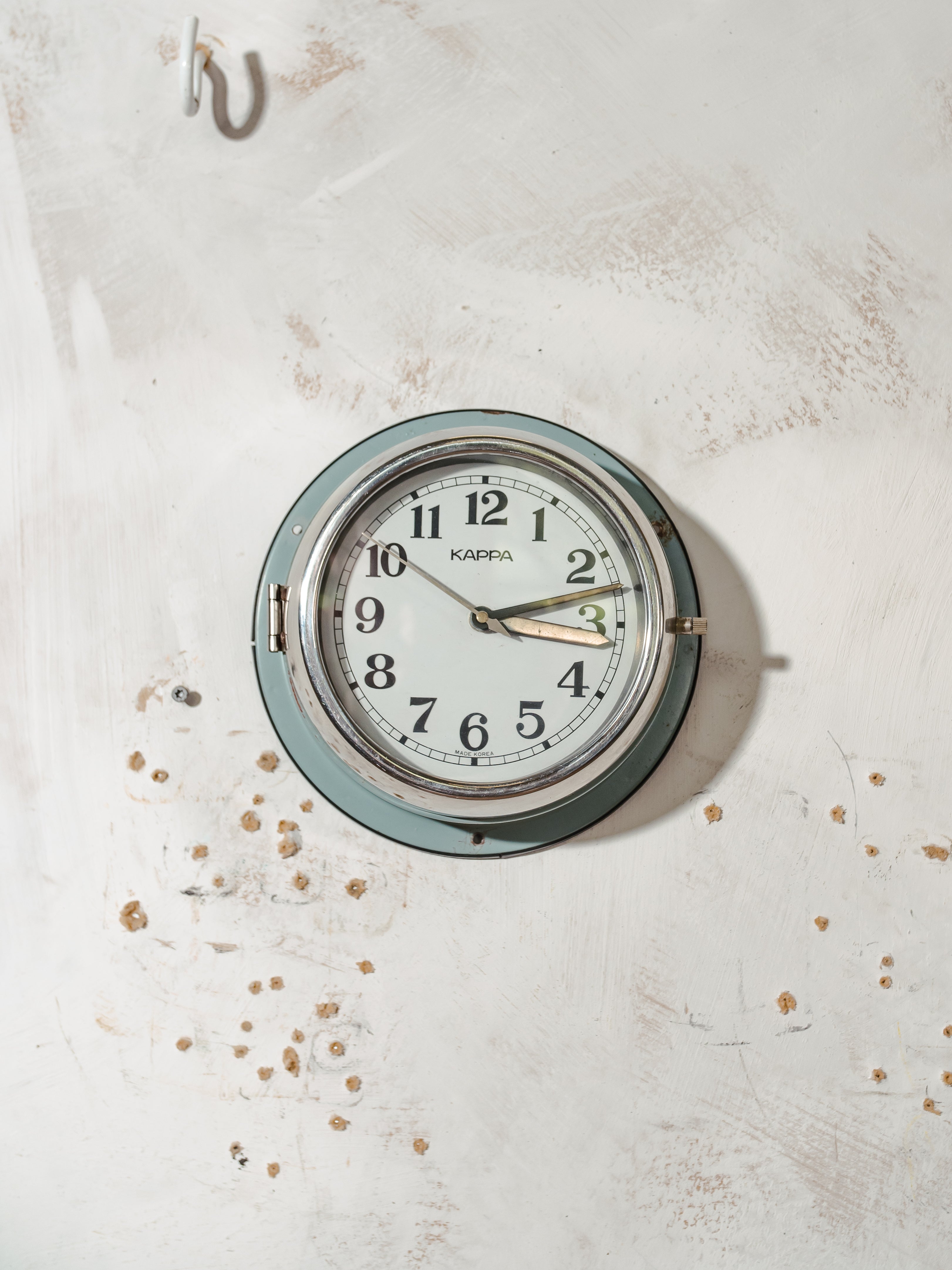Kappa Vintage Blue Industrial Steel Slave Wall clock, Quartz Maritime Nautical ship Time clock produced in Korea