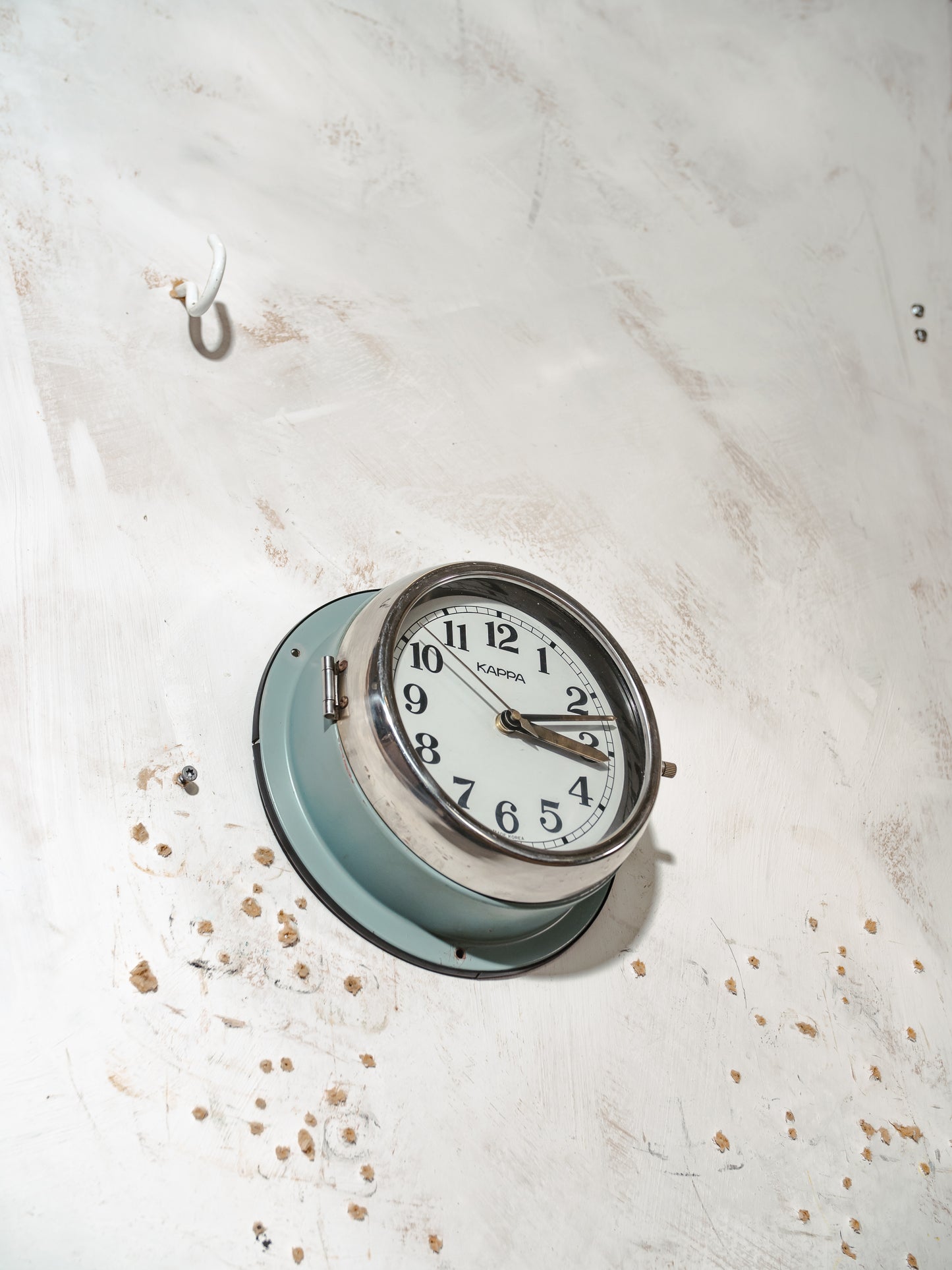 Kappa Vintage Blauwe Industriële Stalen Slaven Wandklok, Quartz Maritiem Nautisch Scheeps tijdklok geproduceerd in Korea