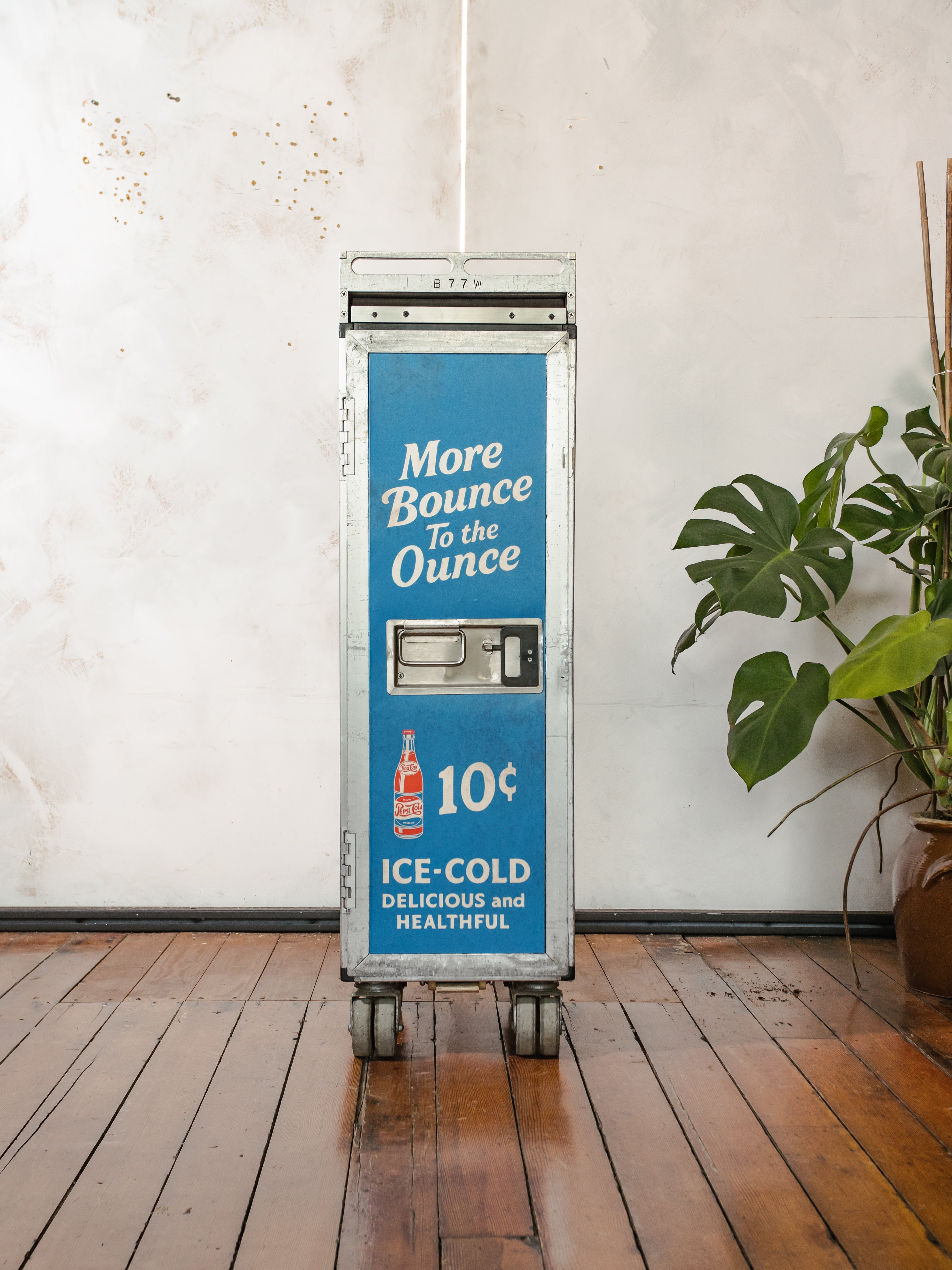 Airplane Trolley Upcycled Pepsi Cola Theme by Lufthansa, Vintage Retro Aviation Storage Cabinet, Airplane Galley Rolling Bar Cart