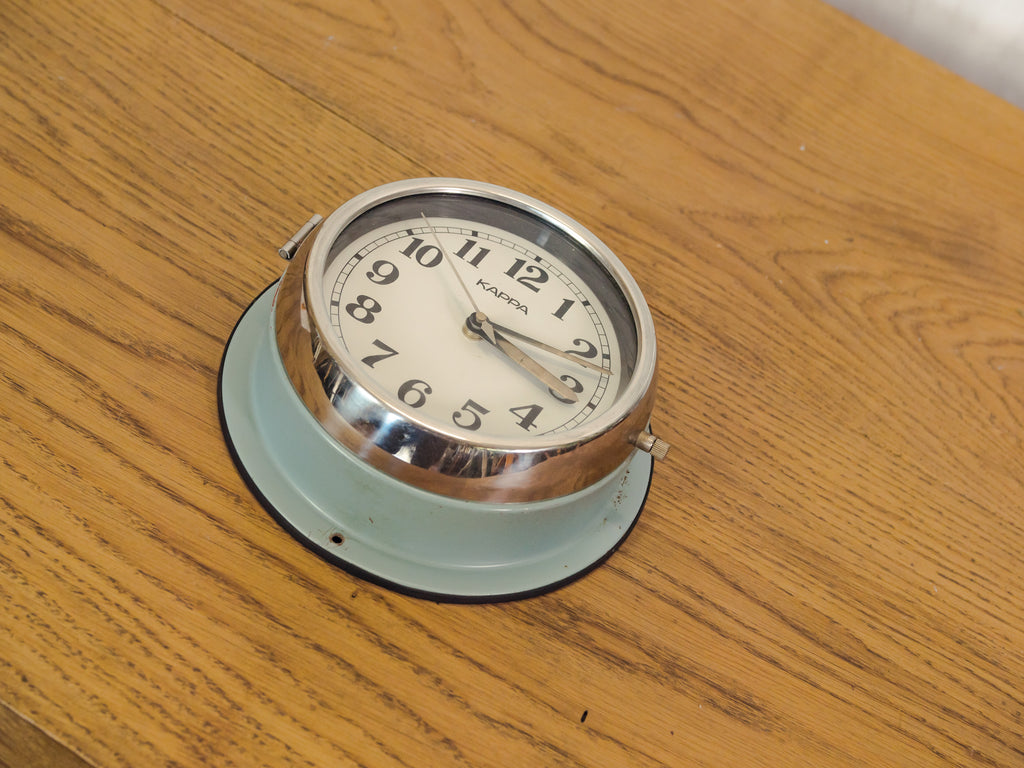 Kappa Vintage Blue Industrial Steel Slave Wall clock, Quartz Maritime Nautical ship Time clock produced in Korea