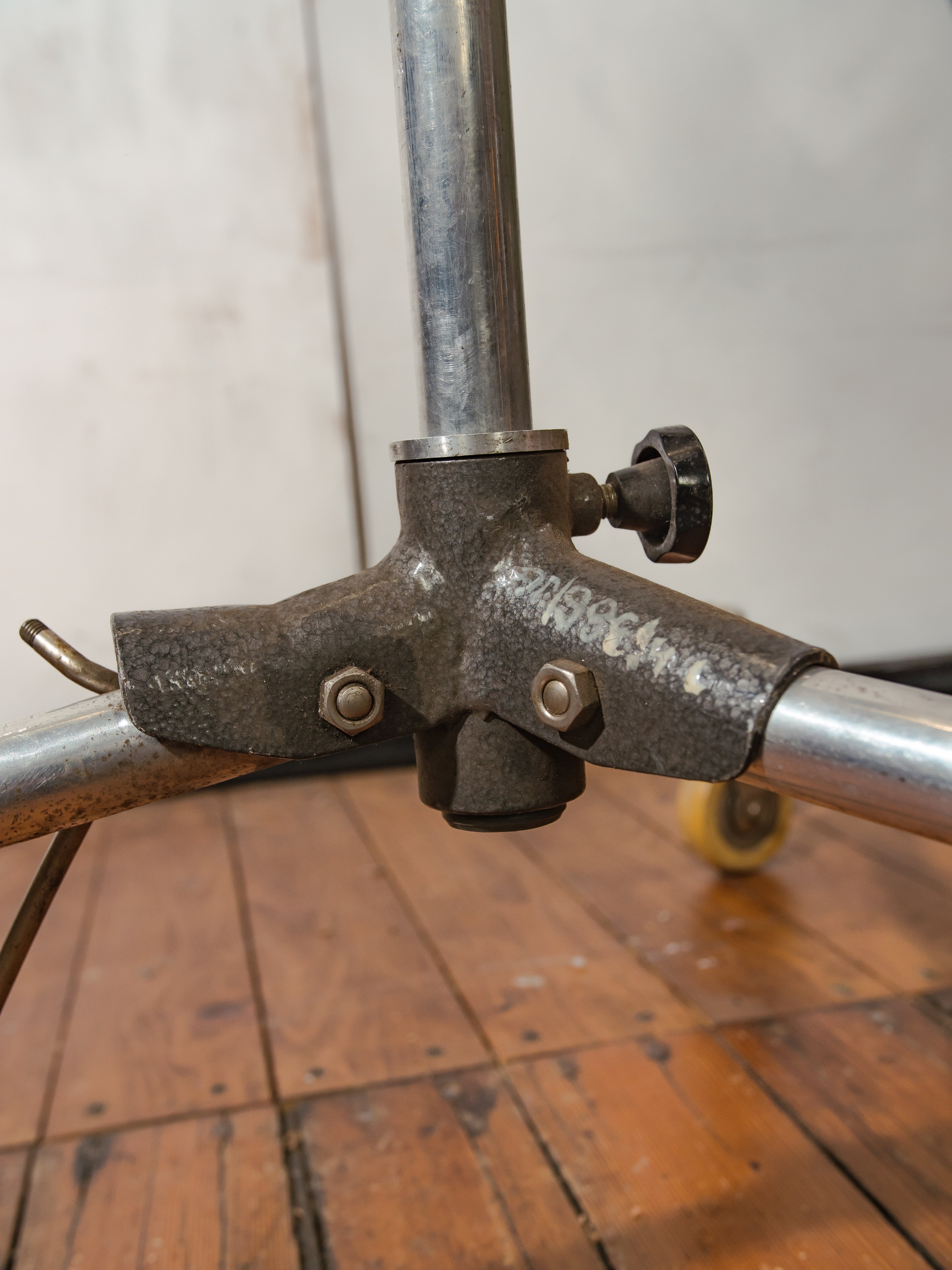 Vintage Berlebach DDR Studio Tripod Dolly Rolling Stand on wheels | 1970s-80s UNI 800 | Industrial Photography Film Equipment