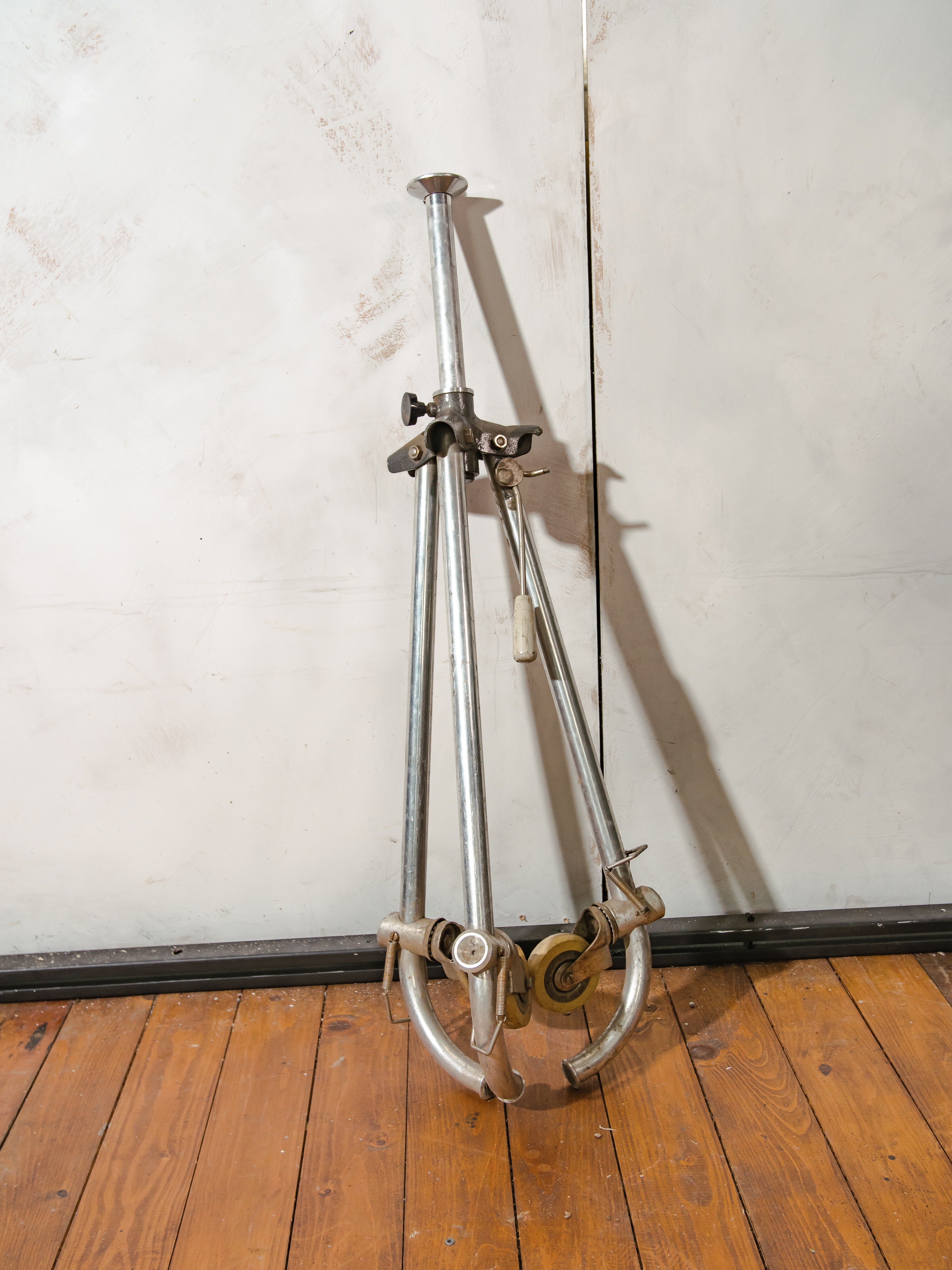 Vintage Berlebach DDR Studio Tripod Dolly Rolling Stand on wheels | 1970s-80s UNI 800 | Industrial Photography Film Equipment