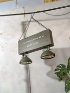 One-of-a-Kind Industrial Rustic Pendant Light, Unique Vintage Army Crates & Field Lamps, Adjustable Chandelier Bar Pool Table Lamp
