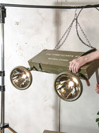 One-of-a-Kind Industrial Rustic Pendant Light, Unique Vintage Army Crates & Field Lamps, Adjustable Chandelier Bar Pool Table Lamp