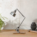 1950s Midgard R1 Lamp with 2 Arms, Restored Bauhaus Polished Desk Light, German Designer Lighting, Aluminum Shade, Curt Fischer Design