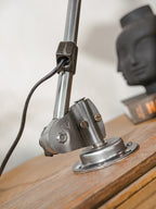 1950s Midgard R1 Lamp with 2 Arms, Restored Bauhaus Polished Desk Light, German Designer Lighting, Aluminum Shade, Curt Fischer Design