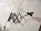 Early 1930s SIS Frankfurt XXL Scissor Lamp, Antique Adjustable Black renovated Bauhaus Wall lighting