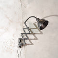 Vintage Machine black Scissor Lamp with Gooseneck, 1960s Wall Lighting by Elektroinstala Decín, Industrial Extendable Accordion Light