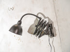 Vintage Machine black Scissor Lamp with Gooseneck, 1960s Wall Lighting by Elektroinstala Decín, Industrial Extendable Accordion Light