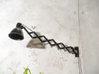 1940s Reif Dresden Scissor Lamp, Renovated Bauhaus Wall Light, Black Industrial Adjustable Lamp with Bakelite Shade, Rare Vintage Lighting