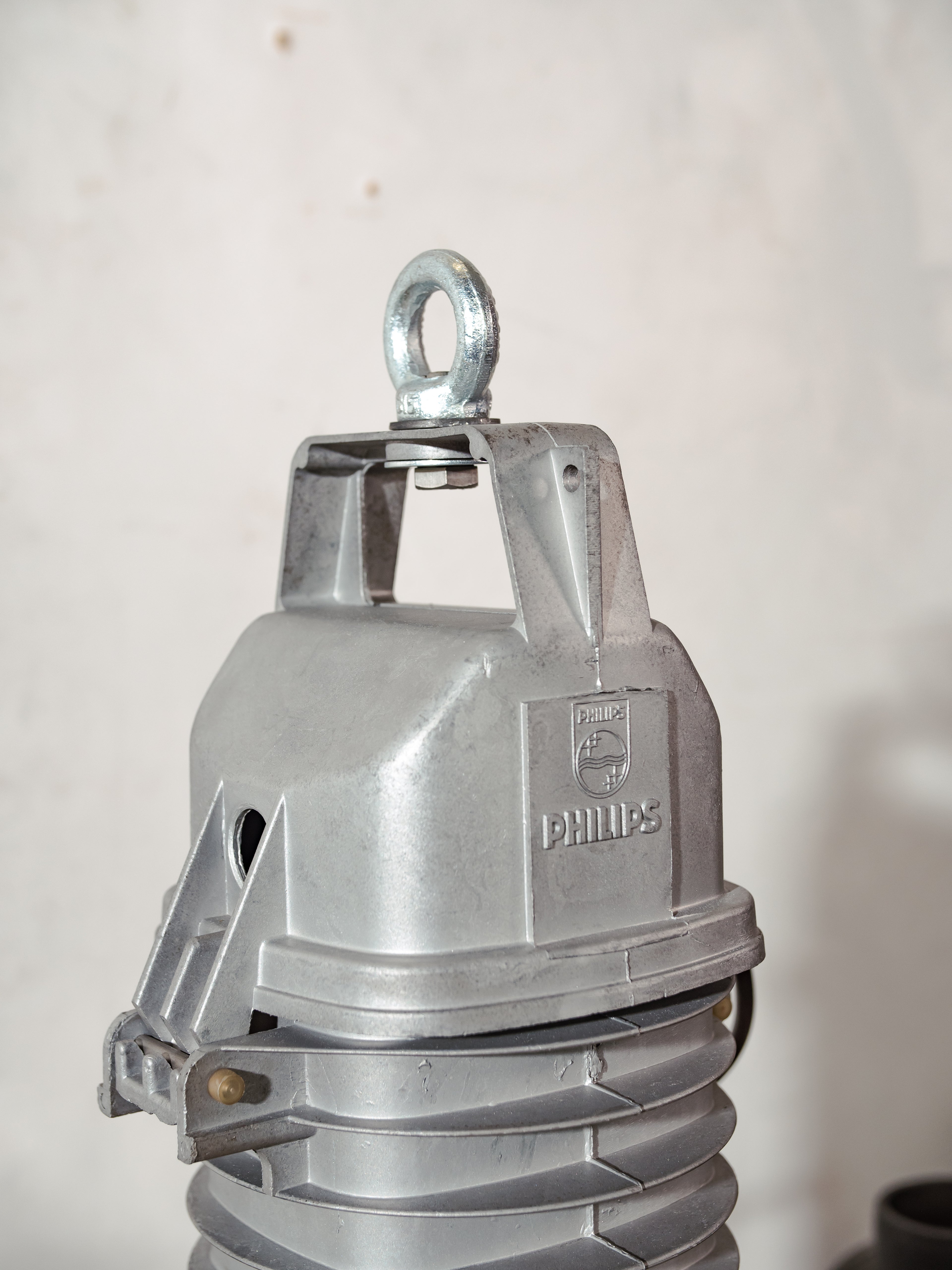 Vintage industrial Pendant Light Philips, Aluminum 1950s XXL Gray Factory Lamp - Cast Aluminium Kitchen Island lighting - Made in Holland