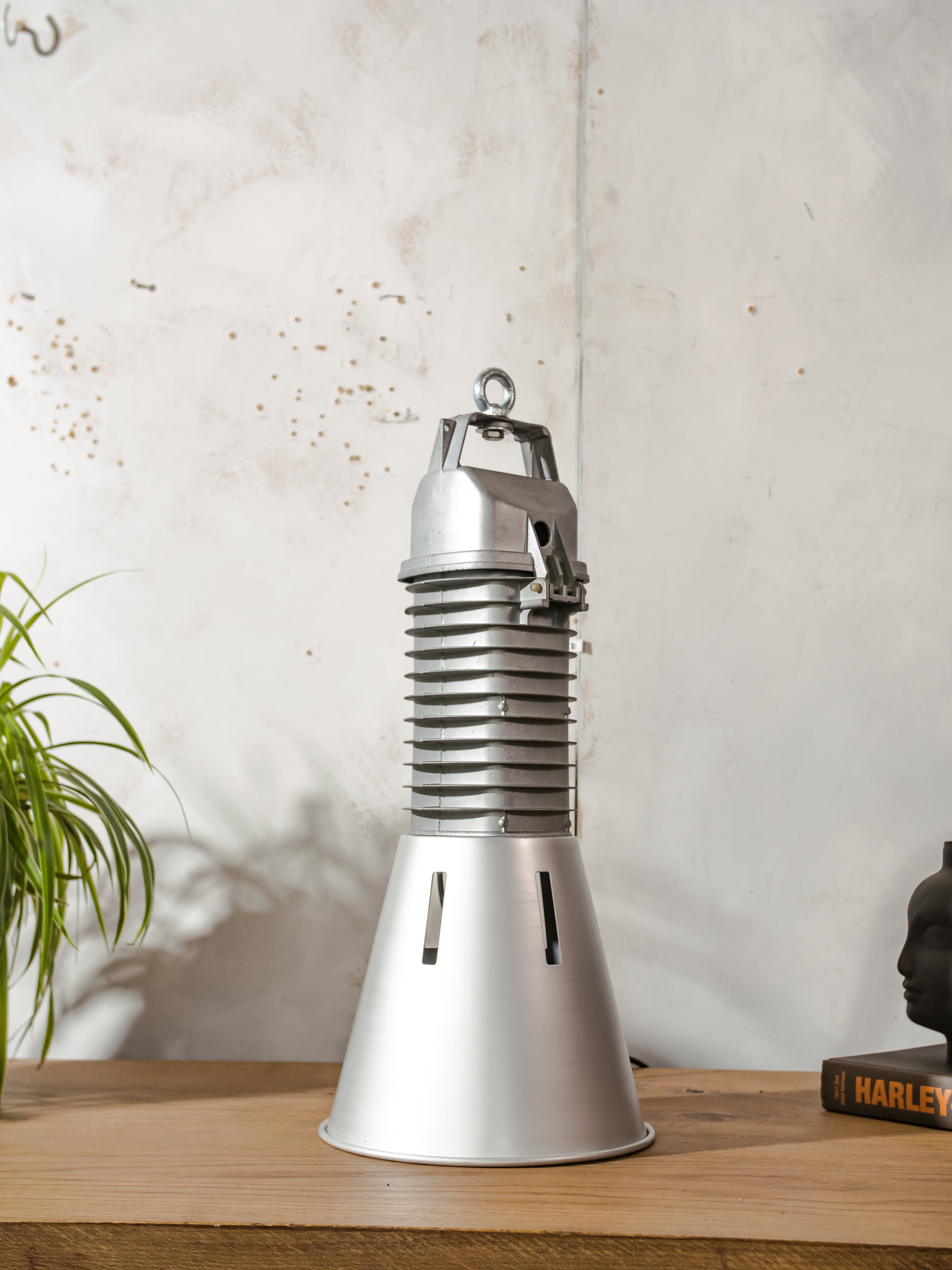 Vintage industrial Pendant Light Philips, Aluminum 1950s XXL Gray Factory Lamp - Cast Aluminium Kitchen Island lighting - Made in Holland