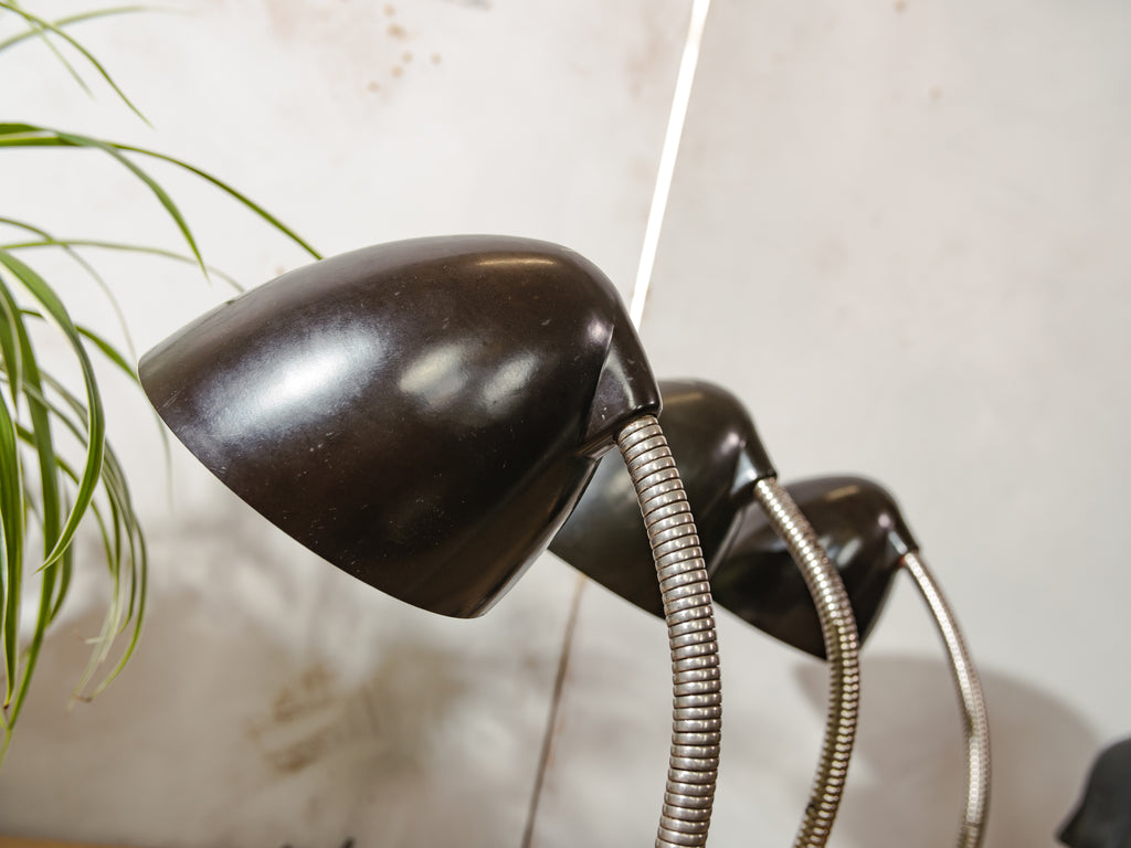 Vintage Eric Kirkman Cole Bakelite Lamp, Model 11105, 1950s Bauhaus Desk Light, Adjustable Gooseneck Table designer Lighting