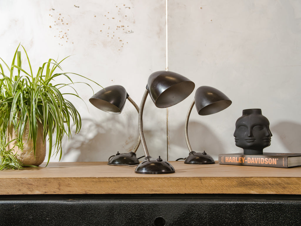 Vintage Eric Kirkman Cole Bakelite Lamp, Model 11105, 1950s Bauhaus Desk Light, Adjustable Gooseneck Table designer Lighting