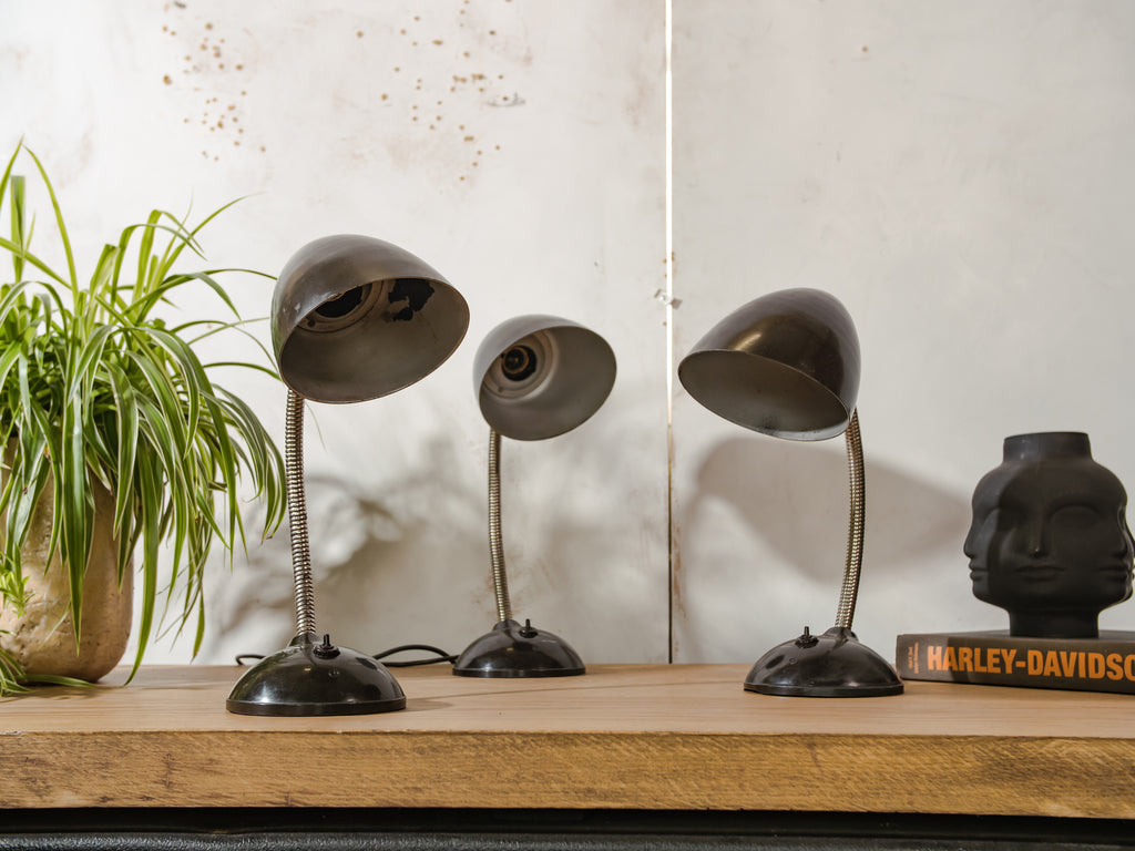 Vintage Eric Kirkman Cole Bakelite Lamp, Model 11105, 1950s Bauhaus Desk Light, Adjustable Gooseneck Table designer Lighting