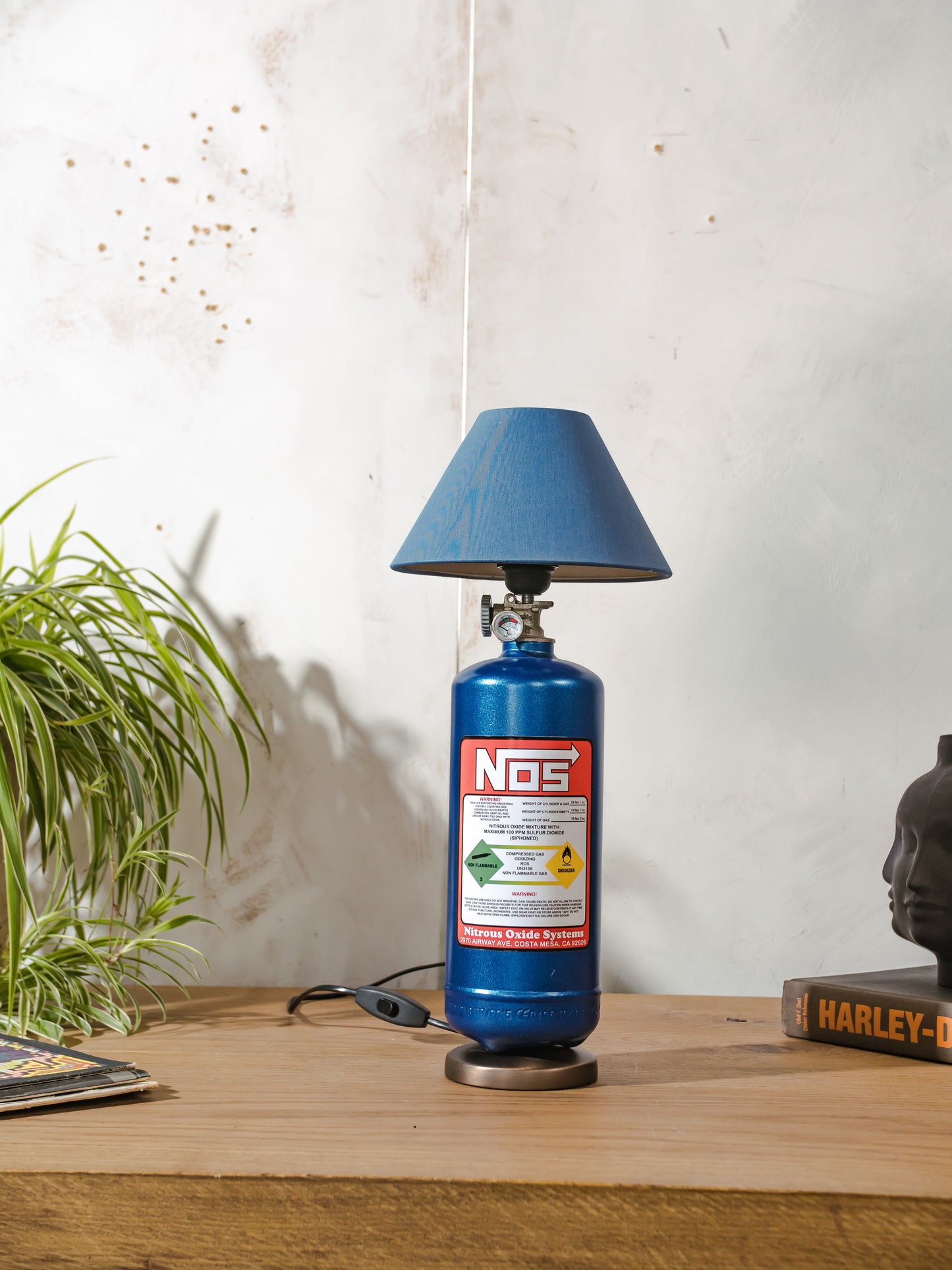 NOS Nitrous Bottle Metal Desk Lamp, Fast and Furious inspired Upcycled Tuning Light, Car Enthusiast Gift, Racing Decor for Office & Garage