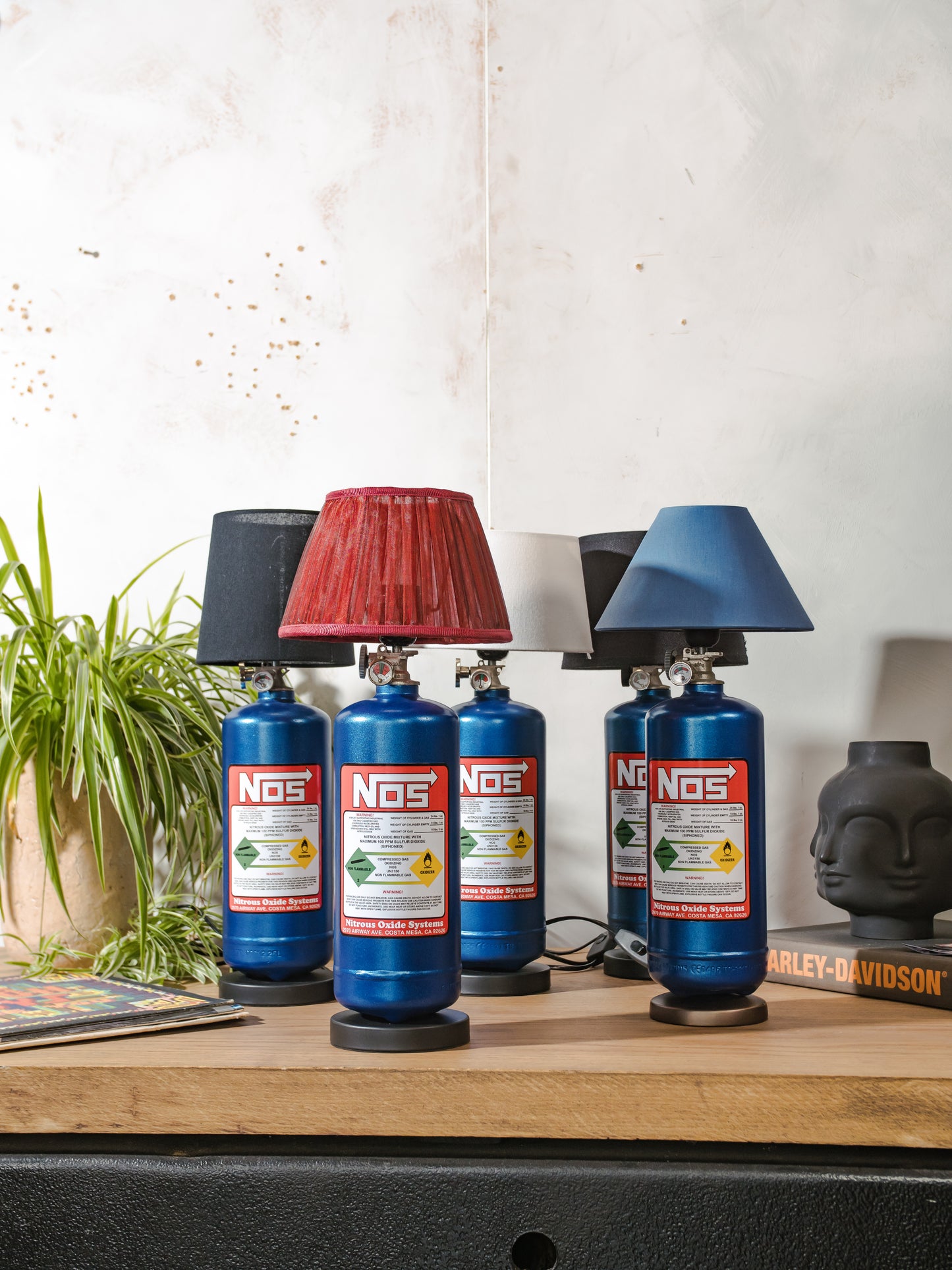 NOS Nitrous Bottle Metal Desk Lamp, Fast and Furious inspired Upcycled Tuning Light, Car Enthusiast Gift, Racing Decor for Office & Garage