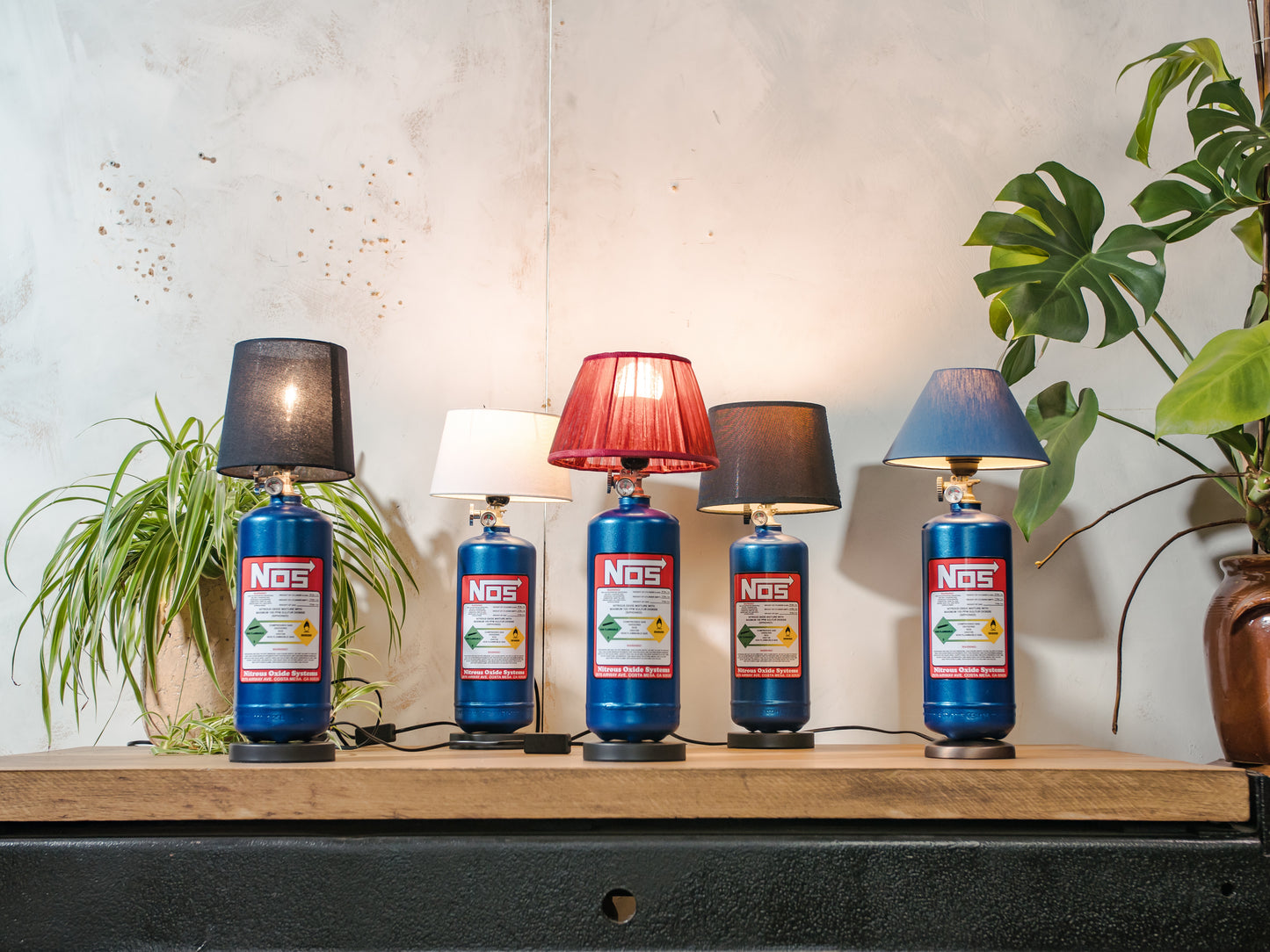 NOS Nitrous Bottle Metal Desk Lamp, Fast and Furious inspired Upcycled Tuning Light, Car Enthusiast Gift, Racing Decor for Office & Garage