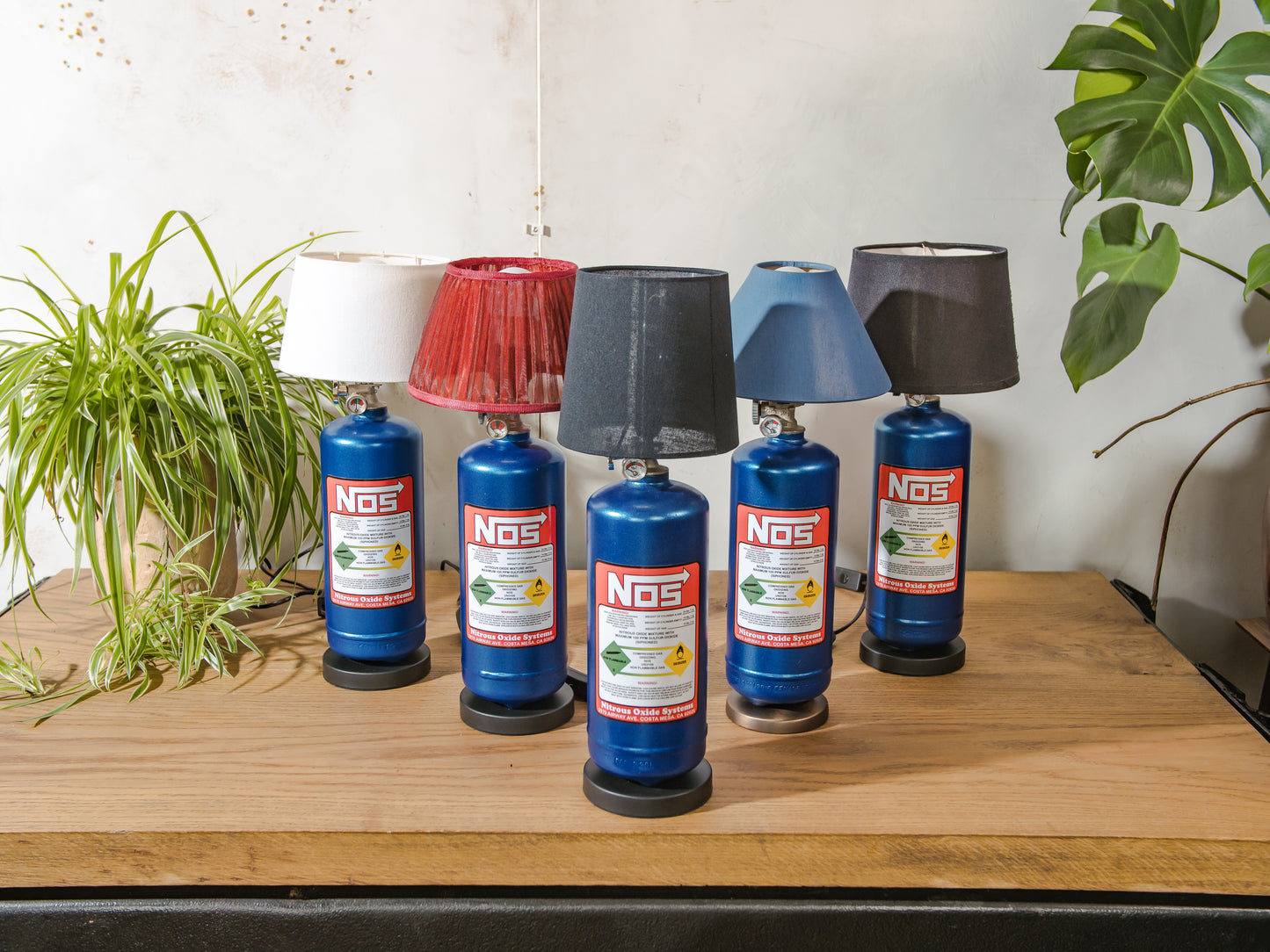 NOS Nitrous Bottle Metal Desk Lamp, Fast and Furious inspired Upcycled Tuning Light, Car Enthusiast Gift, Racing Decor for Office & Garage