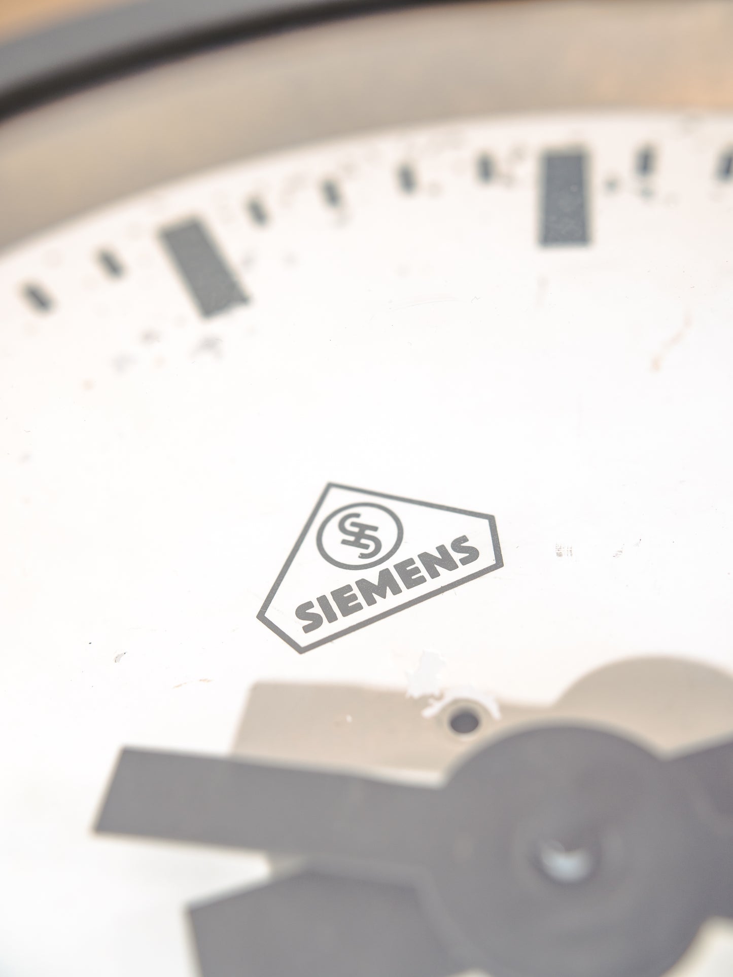 1930s Small Station Clock by Siemens, Ø30 CM, Satin Black Industrial Factory Clock, Converted to Quartz mechanism