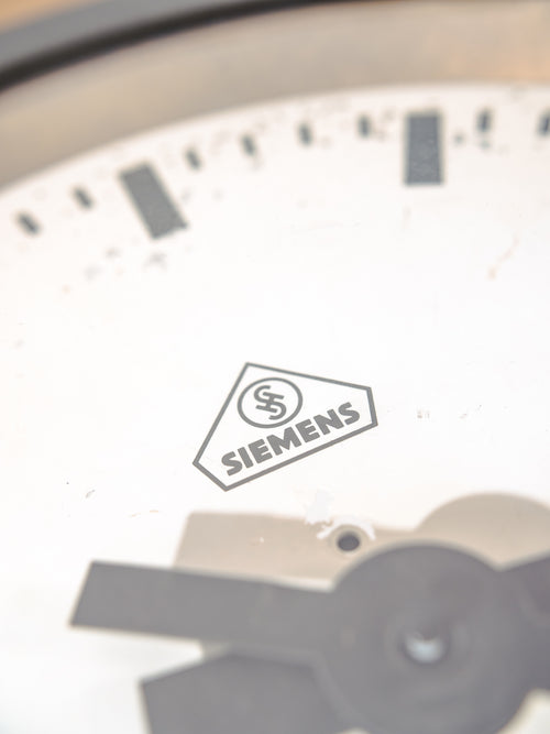 1930s Small Station Clock by Siemens, Ø30 CM, Satin Black Industrial Factory Clock, Converted to Quartz mechanism
