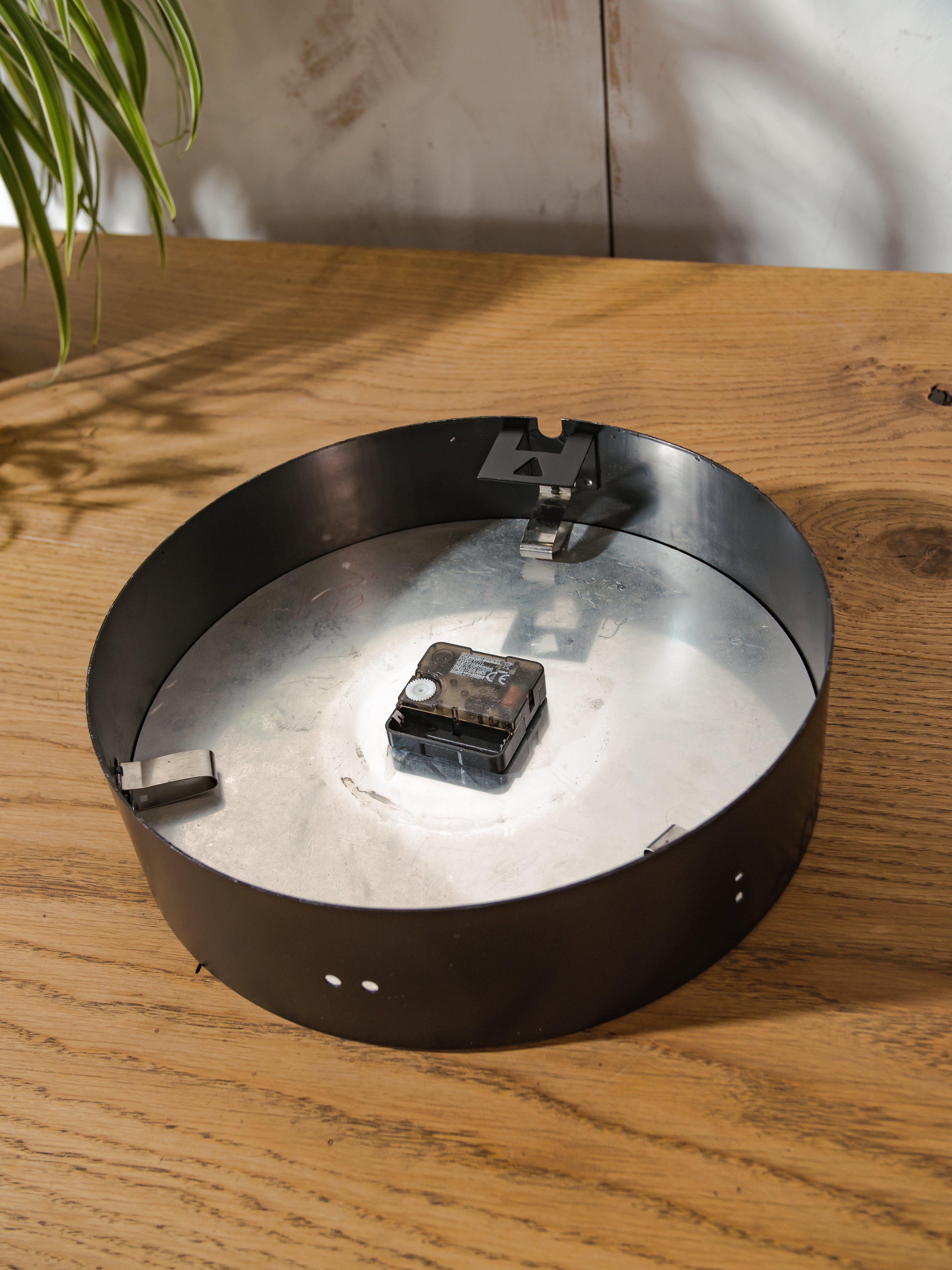 1930s Small Station Clock by Siemens, Ø30 CM, Satin Black Industrial Factory Clock, Converted to Quartz mechanism