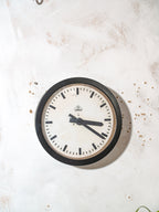 1930s Small Station Clock by Siemens, Ø30 CM, Satin Black Industrial Factory Clock, Converted to Quartz mechanism