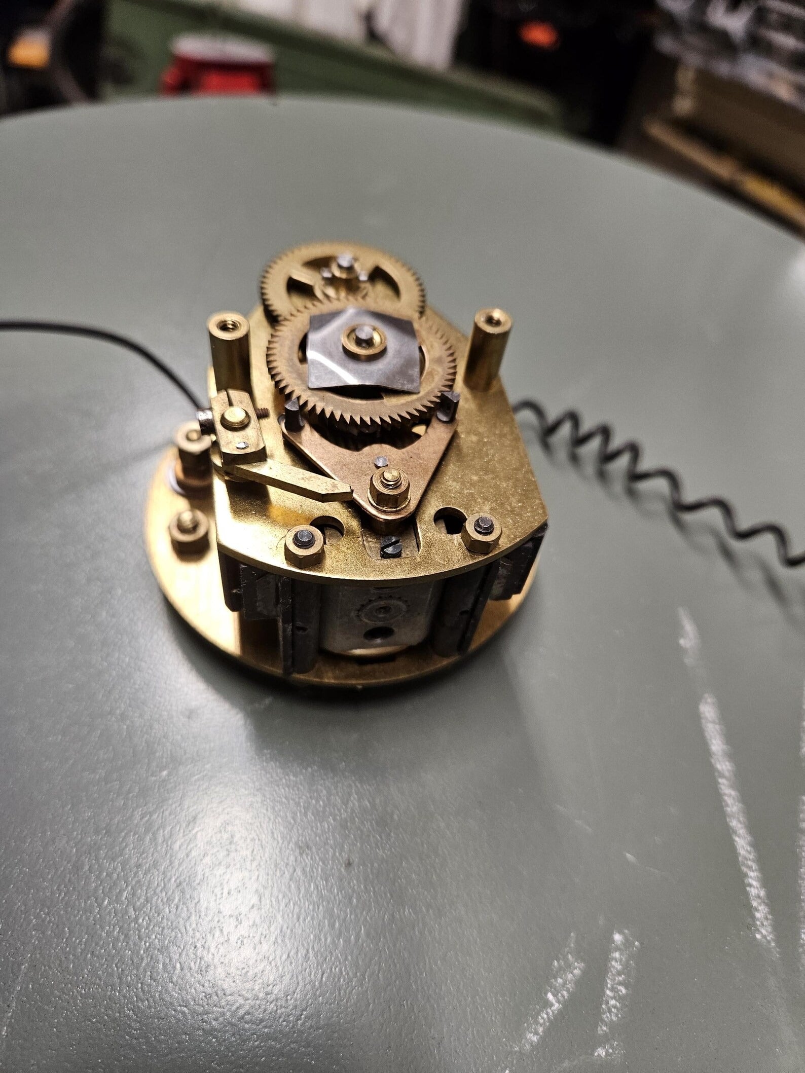 Large Vintage Brillié Drevon Double Sided Station Clock, 48cm French Railway Clock, Industrial Green Clock, Original 30 sec Pulse Movement