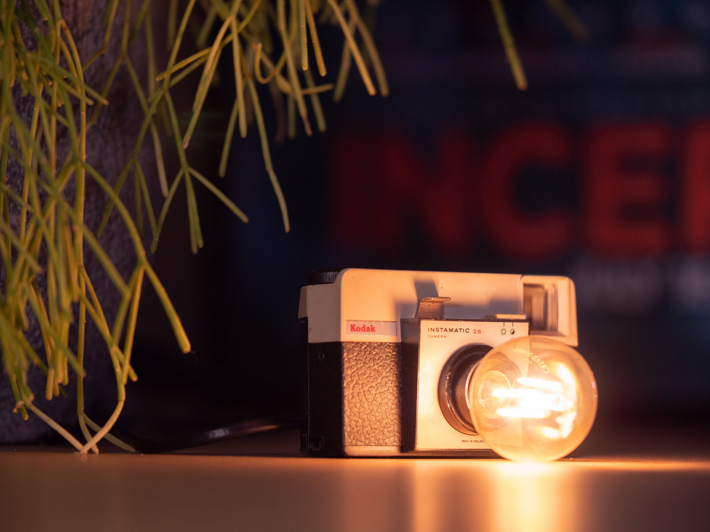 Camera Lamp, Small Bedside Kids Light, Kodak Instamatic 25 Vintage Film camera desk lamp, Unique handmade upcycled lamp, Gift Photographers