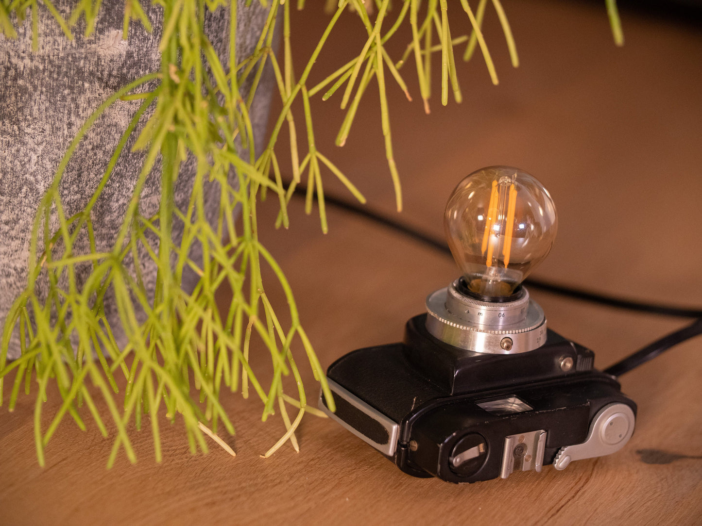 Analog Camera Table lamp, Beirette 1960s Desk lamp, Photographers office lighting, Photography Bedside light, Unique Sideboard lamp gift