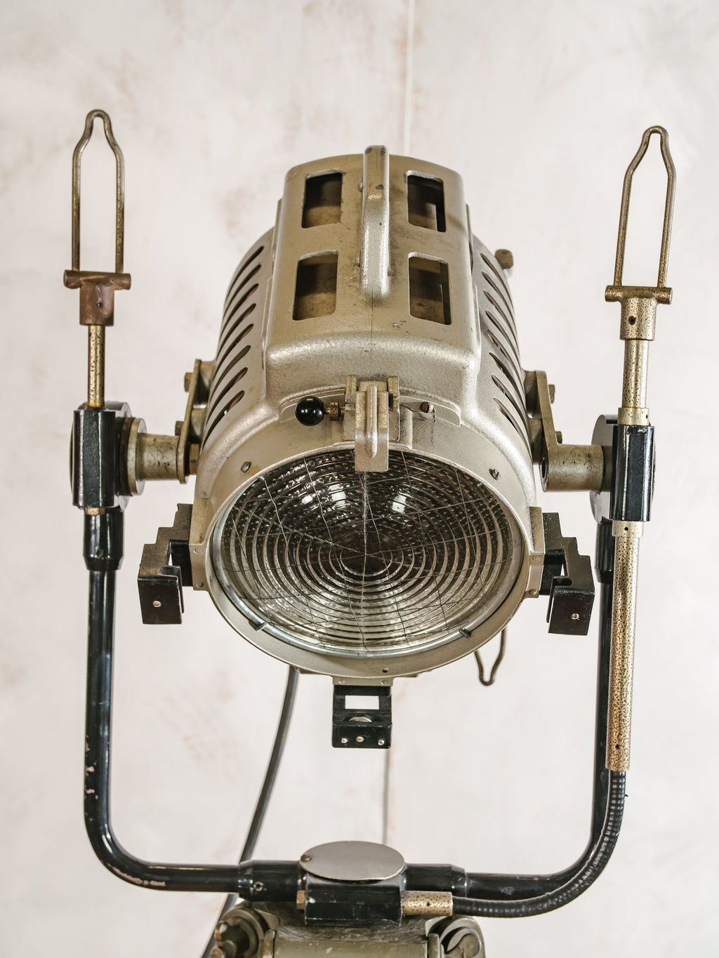 Arnold & Richter 1950s ARRI, Unique Vintage Hollywood Film Spotlight | German Studio Spotlight on a Vintage Wooden Army Surveyors Tripod