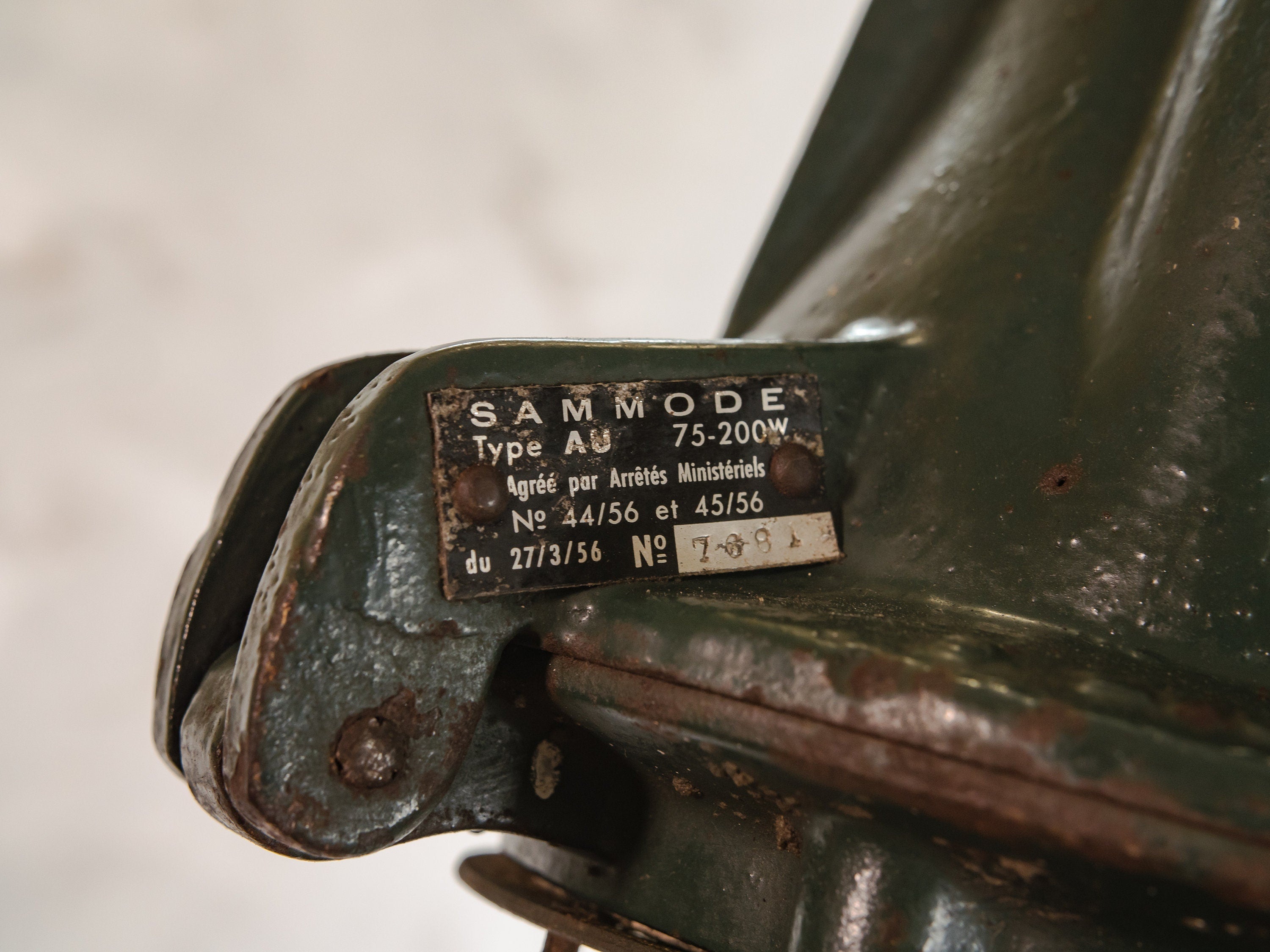 Groene Sammode France Bunker lamp EOW, Vintage Factory Hanglamp, Explosievrije hanglamp