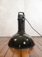 Black Enamel Factory Pendant Light by Philips, 1950s Industrial interior Workshop Ceiling lamp, Loft large hanging lamp